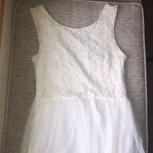 Formal Lace Dress with Full Tulle Skirt and V-back